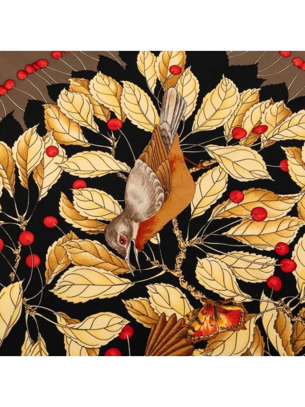 ★SOLD★ Hermes Carre 90 Les Merises Cherry Scarf Large Black Multicolor Silk - Picture 3 of 8